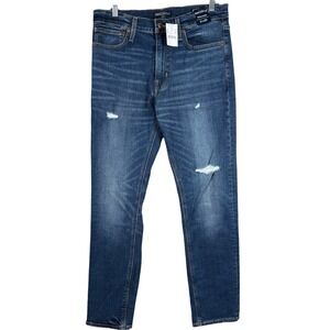 J Crew Mercantile Jean Men 31x30 Blue Slim Fit Flex Lightweight Denim Casual NWT